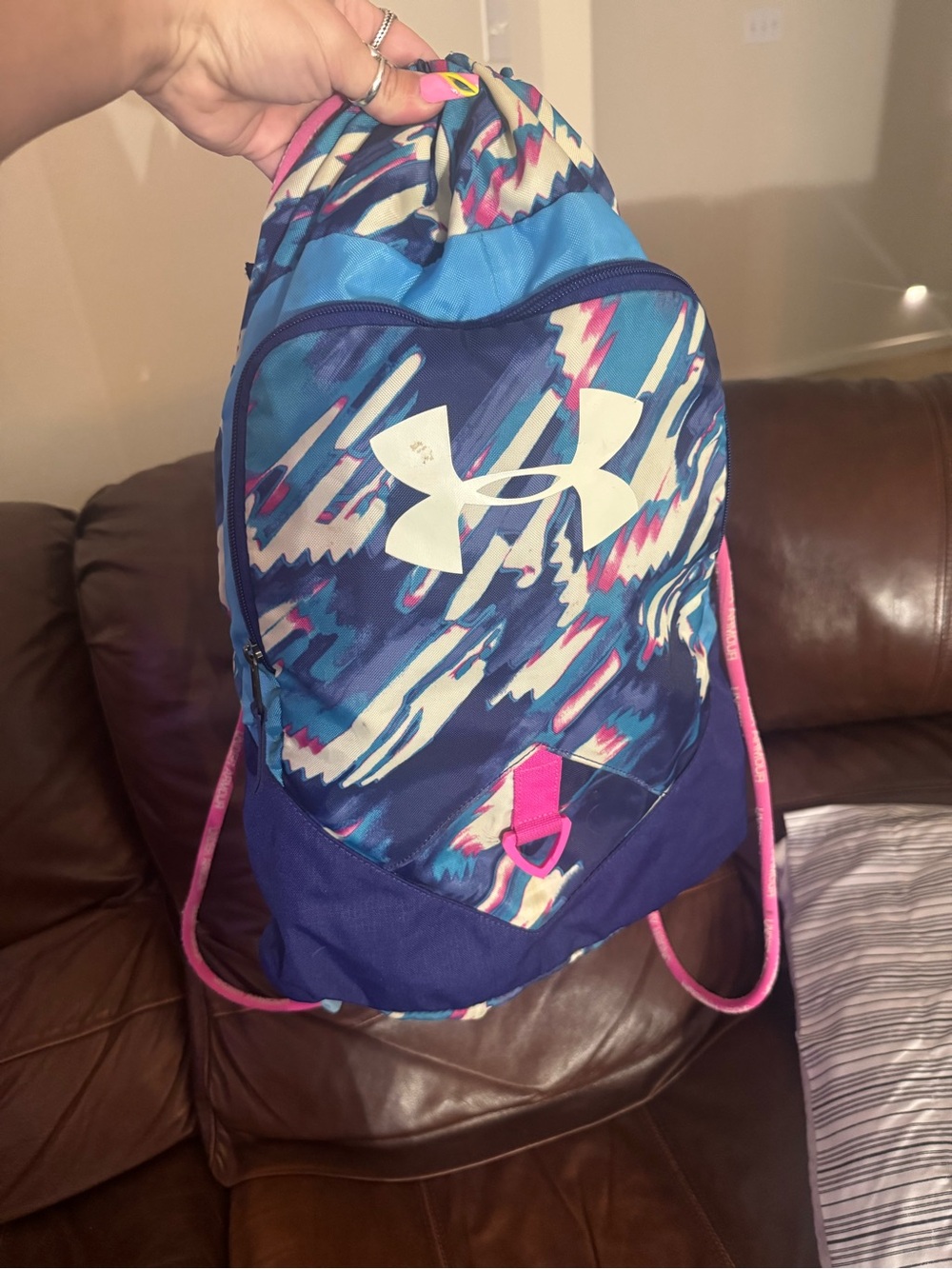 Under Armour Blue & Pink Graphic Drawstring Backpack